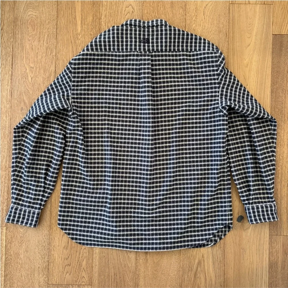 North Face Tekware Flannel Shirt Jacket Men Large Navy Plaid Button Up Shacket - Picture 3 of 7